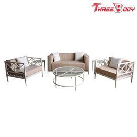 Chine 4 Seater en dehors du Tableau et des chaises, sofa en aluminium de cadre blanc réglé pour l&#039;hôtel de patio usine