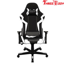 Pivot réglable de emballage arrière de taille de chaise de jeu de haute ergonomique noir et blanc