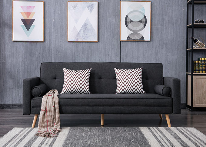 Sofa contemporain régulier de tissu de Seater des meubles deux de chambre à coucher dans la couleur grise noire