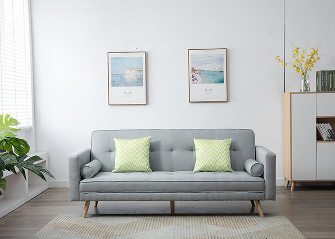 Sofa sans bras de salon de tissu de toile de jute de meubles modernes gris-clair de chambre à coucher
