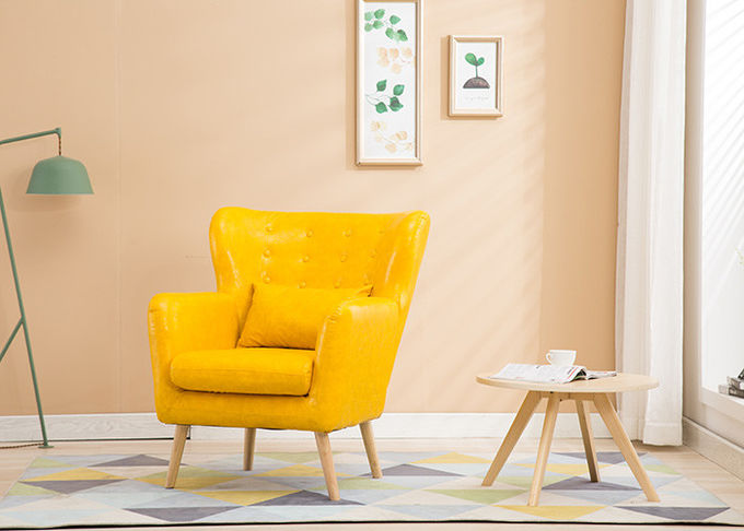 Couleur en bois de jaune de Ming de sofa de tissu de salon avec l'éponge à haute densité