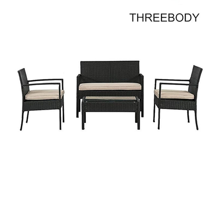 Wicker Outdoor Garden Furniture Rattan Patio Table And Chairs With Cushions