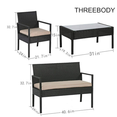 Wicker Outdoor Garden Furniture Rattan Patio Table And Chairs With Cushions