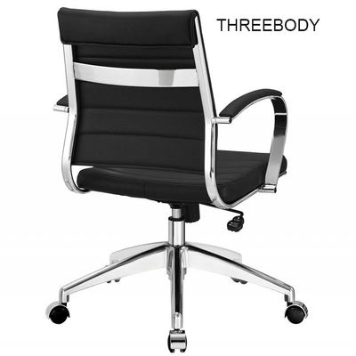 Mid Back Executive Office Chair , Comfortable Black Leather Office Chair