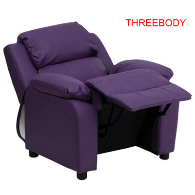 Comfortable Childrens Recliner Chair , Purple Vinyl Toddler Recliner Chair With Storage Arms