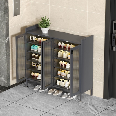 Cabinet de chaussures en acier multifonctionnel à plusieurs couches simple pour l'entrée de la maison, la porte extérieure de la maison, l'allée de l'ascenseur