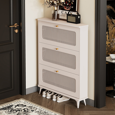 Cabinet de rangement de chaussures en rotin pour porte d'entrée, porte extérieure, allée d'ascenseur